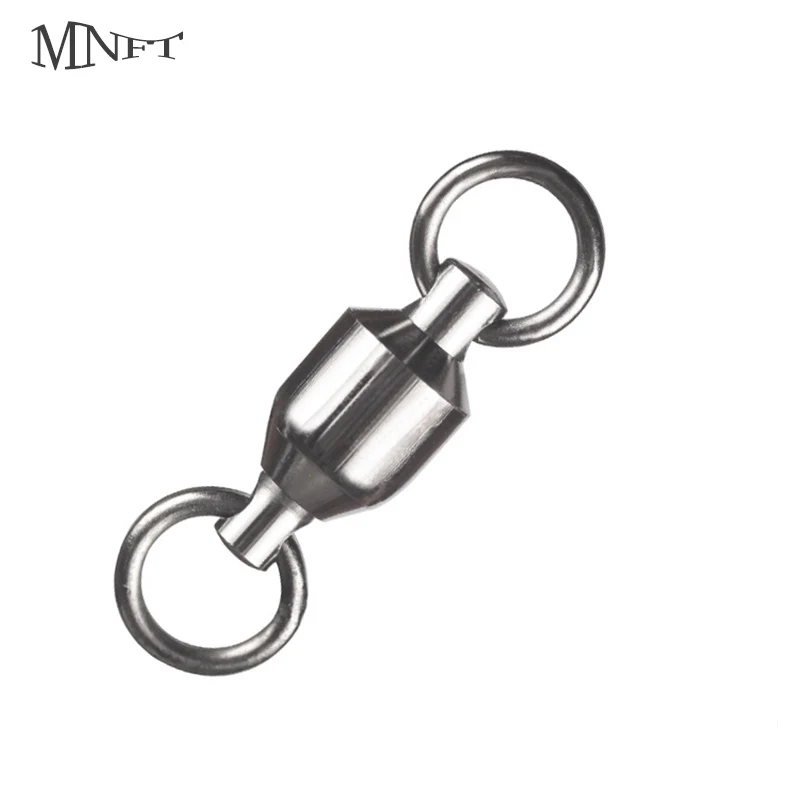 MNFT 50Pcs Heavy Duty Bearing Swivel Fishing Connector Stainless Steel Ball Barrel Rolling Swivel Solid Ring Tackle Accessories