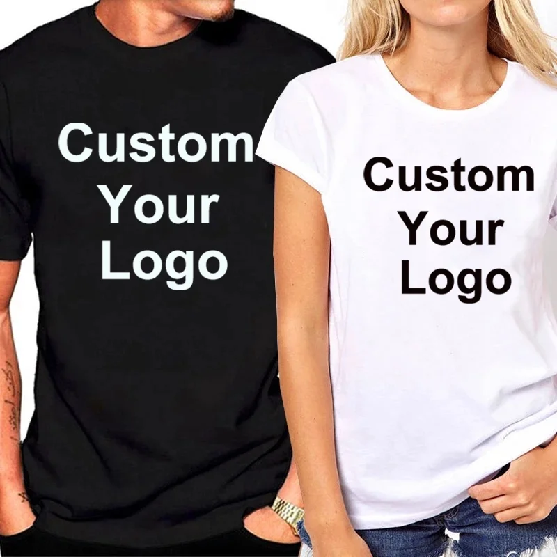 Camiseta personalizada con tu logotipo para hombre y mujer, camisa informal de cuello redondo, Top de moda de verano