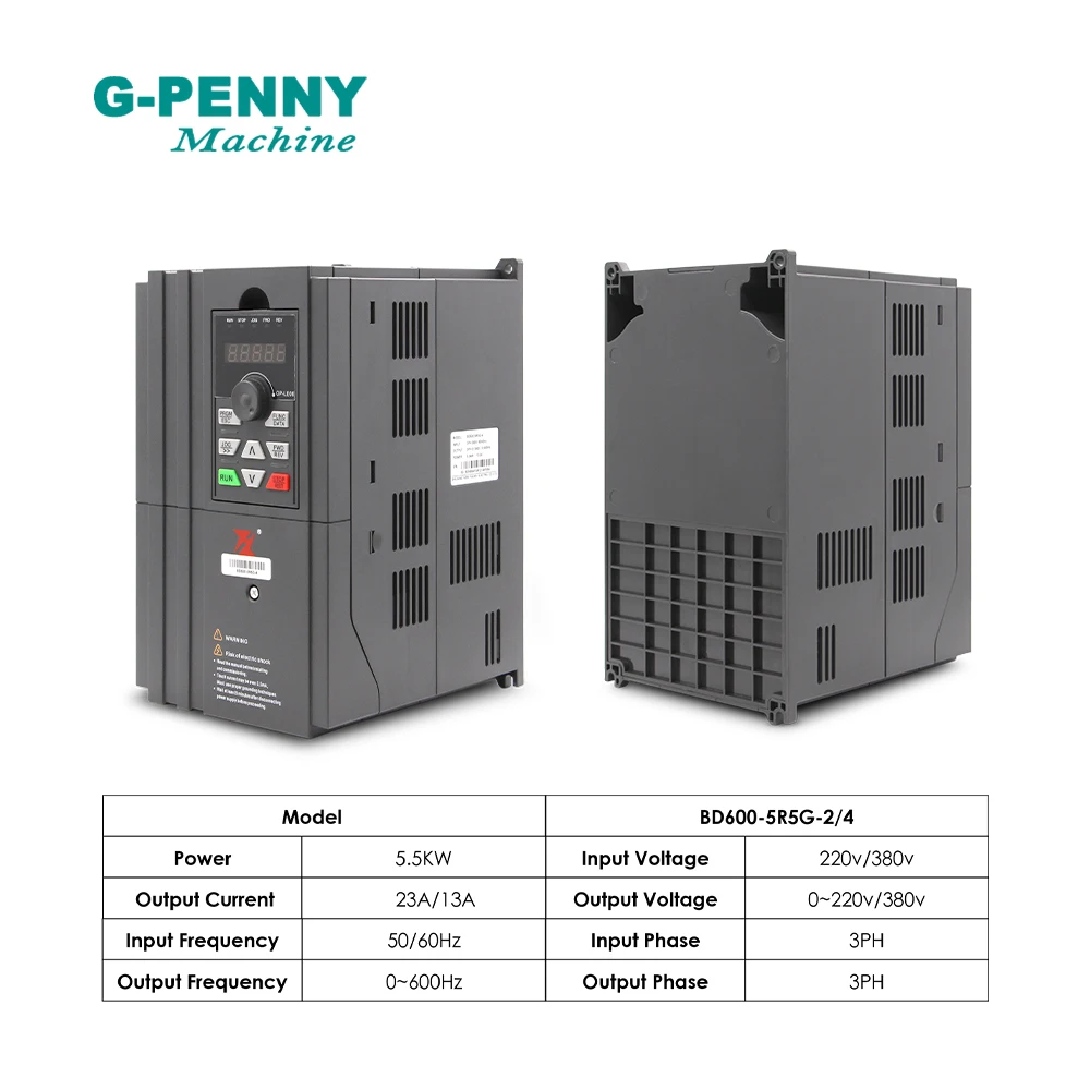 Inversor FuLing de 5,5 kW, 220v/380v, 23A/13A, inversor de frecuencia vectorial, 1000Hz, 1HP/3HP, entrada, salida de 3HP