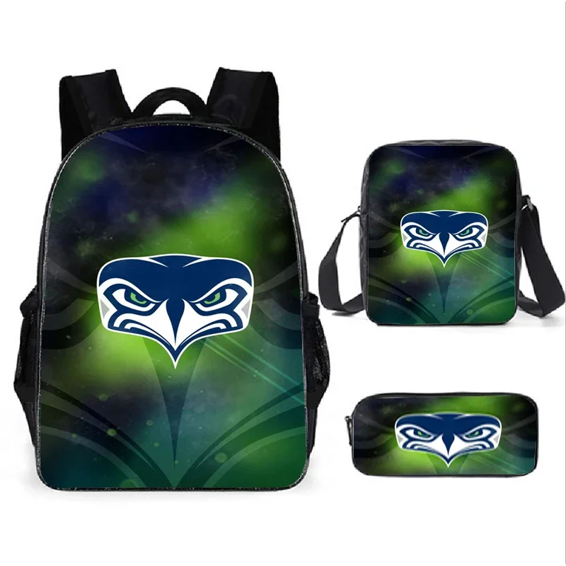 Seattle Seahawks Game Anime Children Backpack Kids pencil bags stationery box laptop mochila children Gifts Three-Piece S01