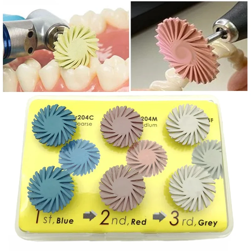 

6Pcs/set Dental Composite Polishing Disc Kit Diamond System Bur Polisher Teeth Flex Spiral Brush Dentist Tool Resin Material