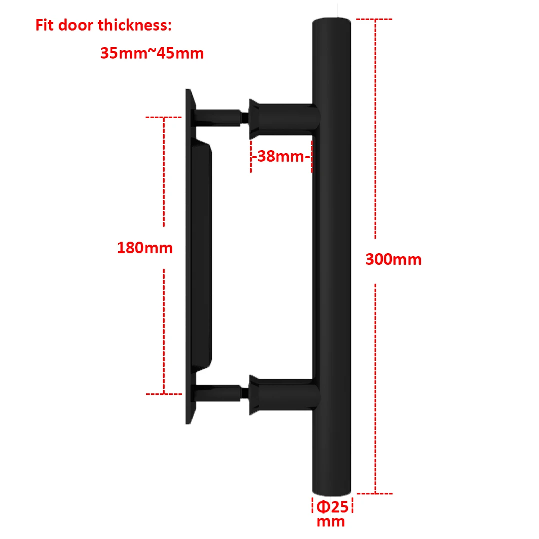 Imagem -03 - Diyhd-maçaneta de Porta Dupla Face Cor Preta Comprimento 300 mm para Porta de Celeiro