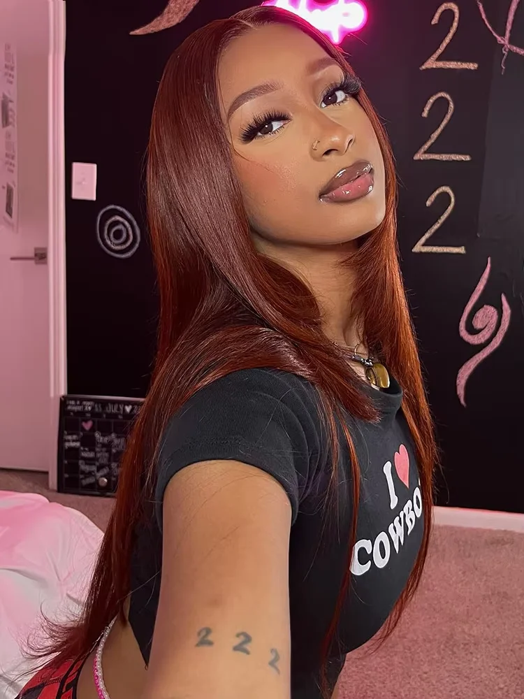 30 بوصة البني المحمر شعر مستعار مستقيم 13x4 HD باروكة من شعر طبيعي من الدانتيل قبل قطعها الملونة الدانتيل الباروكات الأمامية البرازيلي 100% شعر مستعار بشري