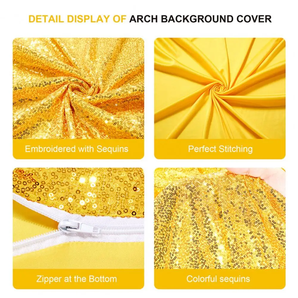 

Arch Backdrop Cover Glittery Sequin Wedding Arch Stand Cover for Birthday Ceremony Party Decoration Round Top Backdrop Chiara