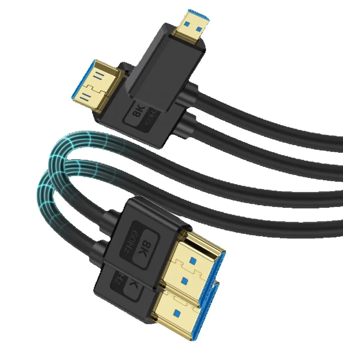 Silicone Micro HDMI to HDMI Cable 2.1 Version Mini Digital Camera High-Definition 8K 4K Connection 0.3m 1.2m Length
