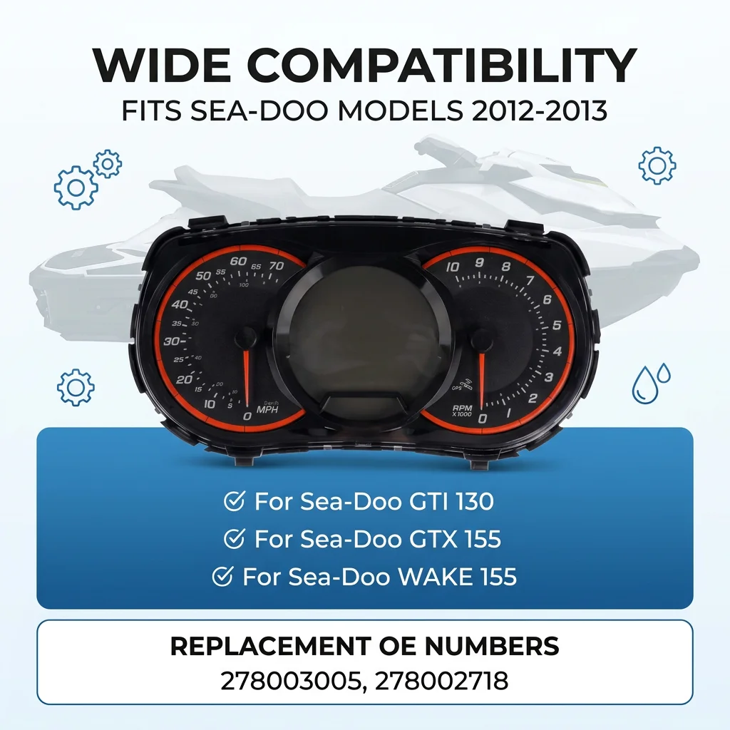 LCD Gauge Cluster 278002718 278003005 for Sea-Doo GTI 130 GTX 155 WAKE 155 2012-2013 Speedometer Gauge Dashboard Parts