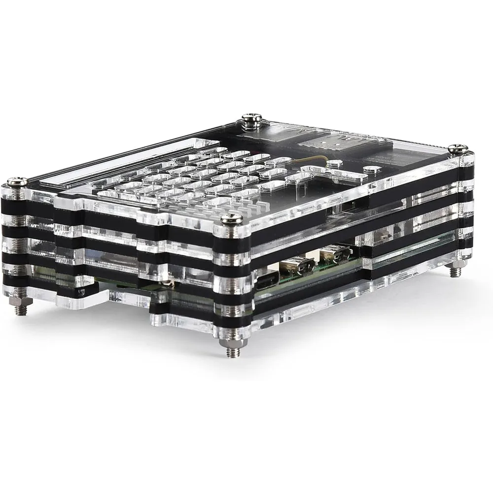 Raspberry Pi 5 Acrylic Case with Cooling Fan Kit, Pi5 Case Active Cooler Heatsink Box Shell for Raspberry Pi 5 4GB/8GB