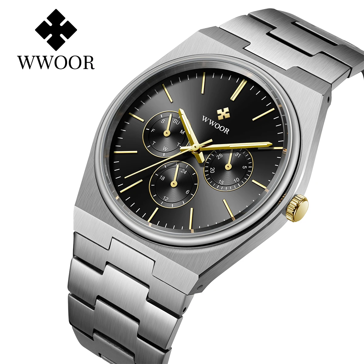 

WWOOR New Fashion Men Watch Waterproof Stainless Steel Sapphire Glass Luminous Watch For Men Business Male Quartz Watches Reloj