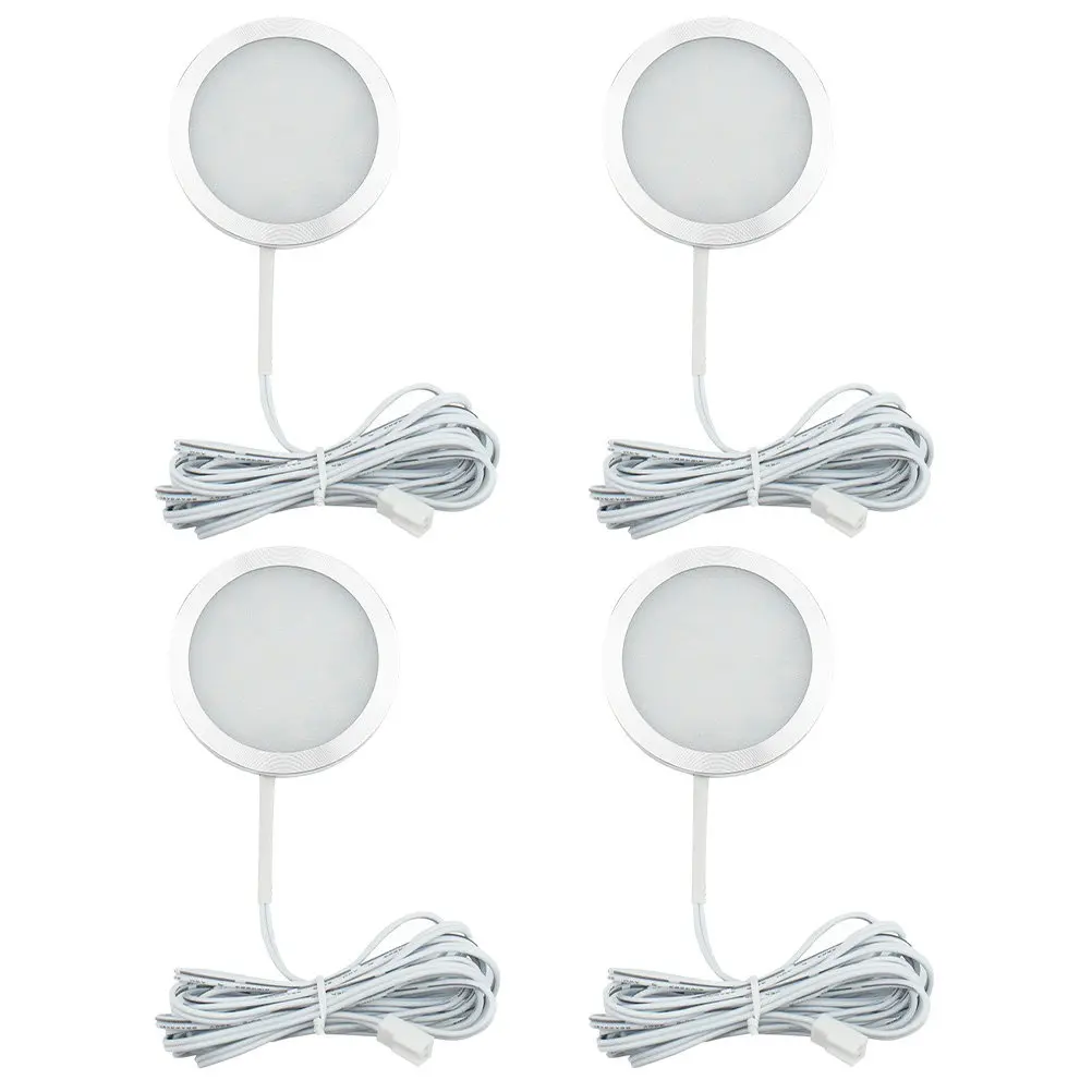 4Pcs 12V LED Downlights 9LED 2W White Silver Box for RV Camper Van Trailer Cabinet Lights Connector Side Wire