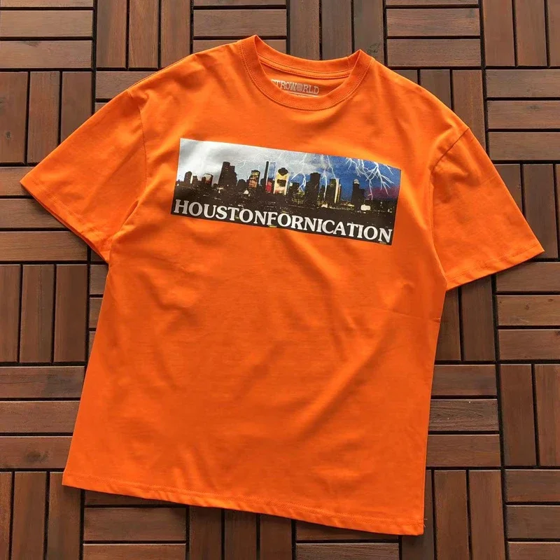 

Футболка High Street Trend Brand CACTUS JACK, хлопковые футболки с принтом City Thunder, новинка лета, UTOPIA, с коротким рукавом для мужчин и женщин
