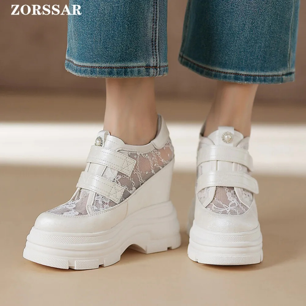 

12CM Super High Heels Chunky Sneakers Women Spring Thick Bottom Height Increasing Casual Shoes Woman Sneakers Zapatos De Mujer