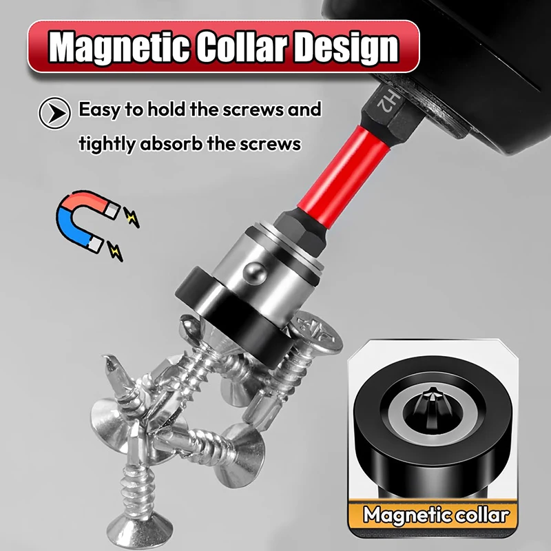 1/2/3/5PCS Magnetic Drywall Screw Setter Bits Adjustable Depth Positioning Bits with Removable Aluminum Collar for Sheetrock