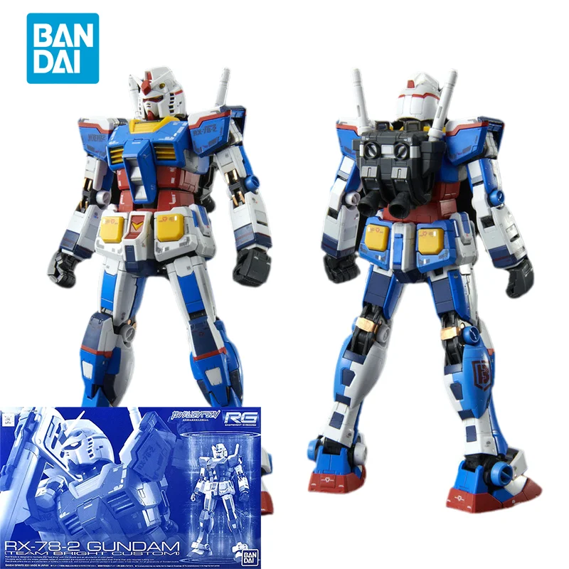 

Bandai Original GUNDAM Anime Model RG RX-78-2 GUNDAM TEAM BRIGHT CUSTOM Action Figure Assembly Model PB Toys Gifts for Kids