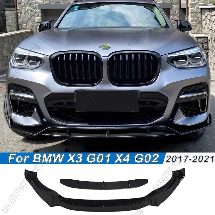 For BMW X3 G01 X4 G02 M40i M40d M-Pack M-Sport Car Front bumper Lip Body Kit Exterior Trim Canard Lip Splitter Custom Tuning