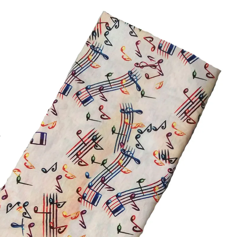 50x105cm Colorful Music Note Printed Cotton Fabric Musical Note Fabric Patchwork Cloth Bag Home Decor