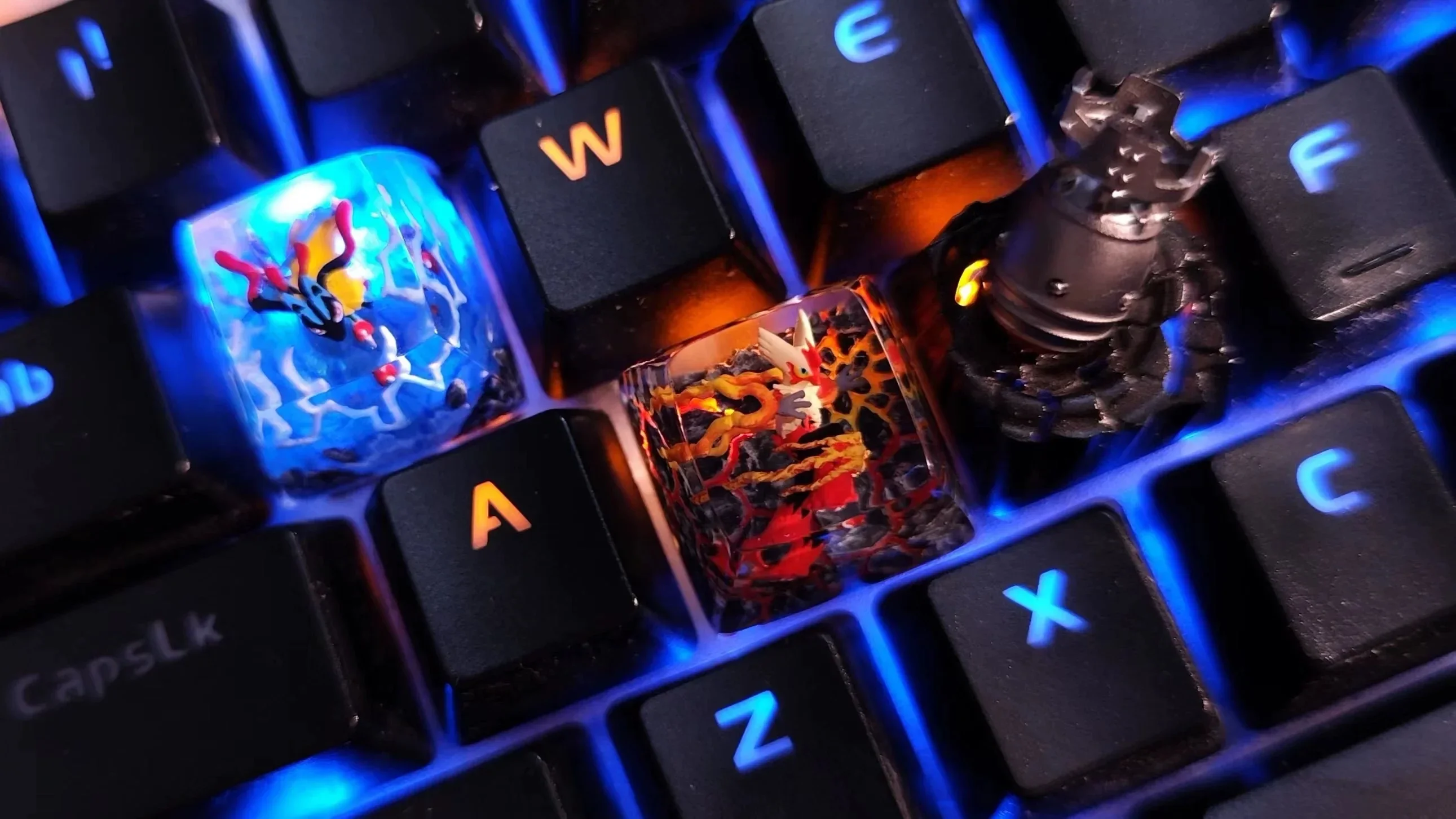 Pokemon Anime Keycaps Pikachu Frogadier Vulpix Dialga customized Resin Transparent Stereoscopic Keycaps For Mechanical Keyboard