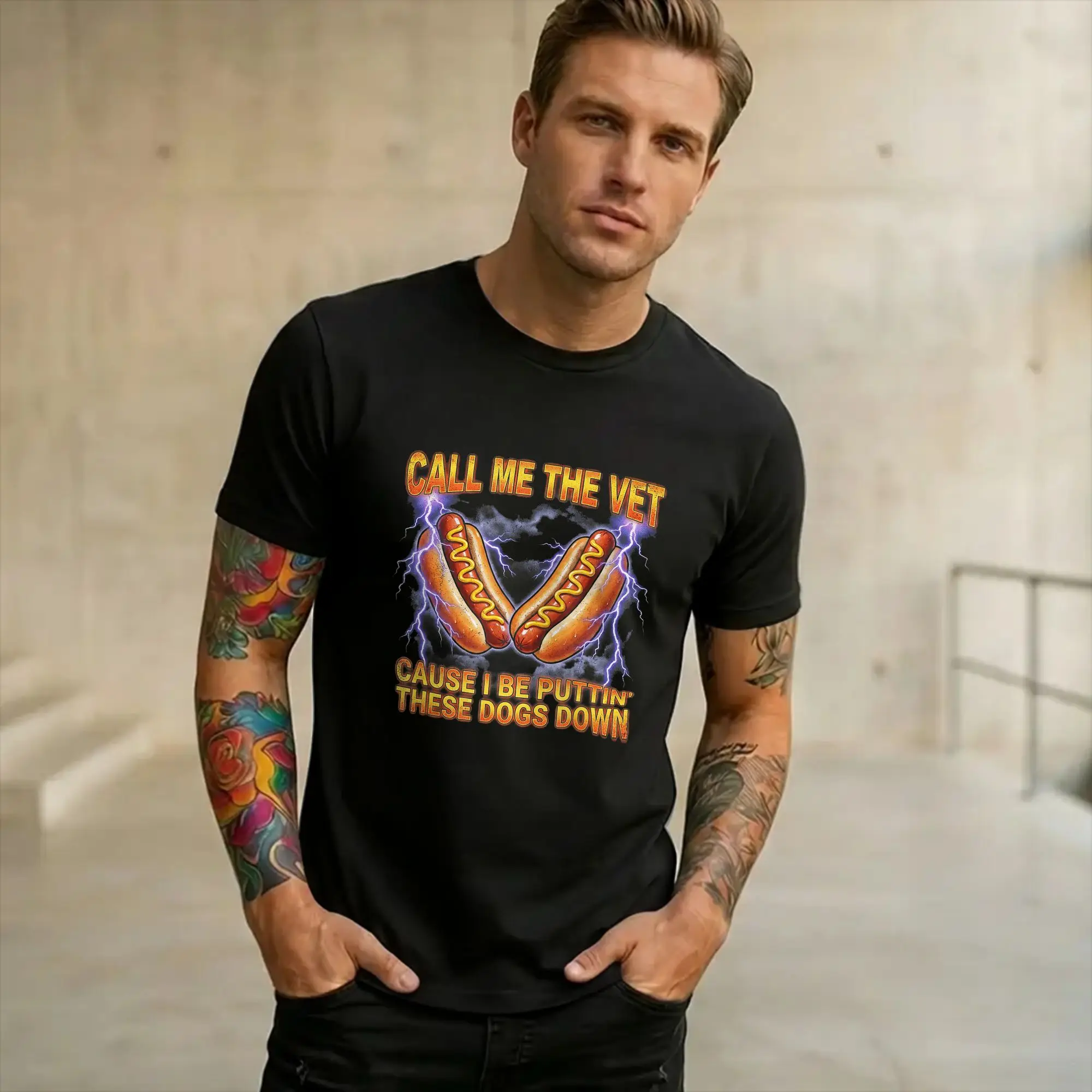Call Me The Vet Cause I Be Funny Hotdog  Tee Shirt for Men Women Graphic Print T Shirts  100% Cotton Clothes