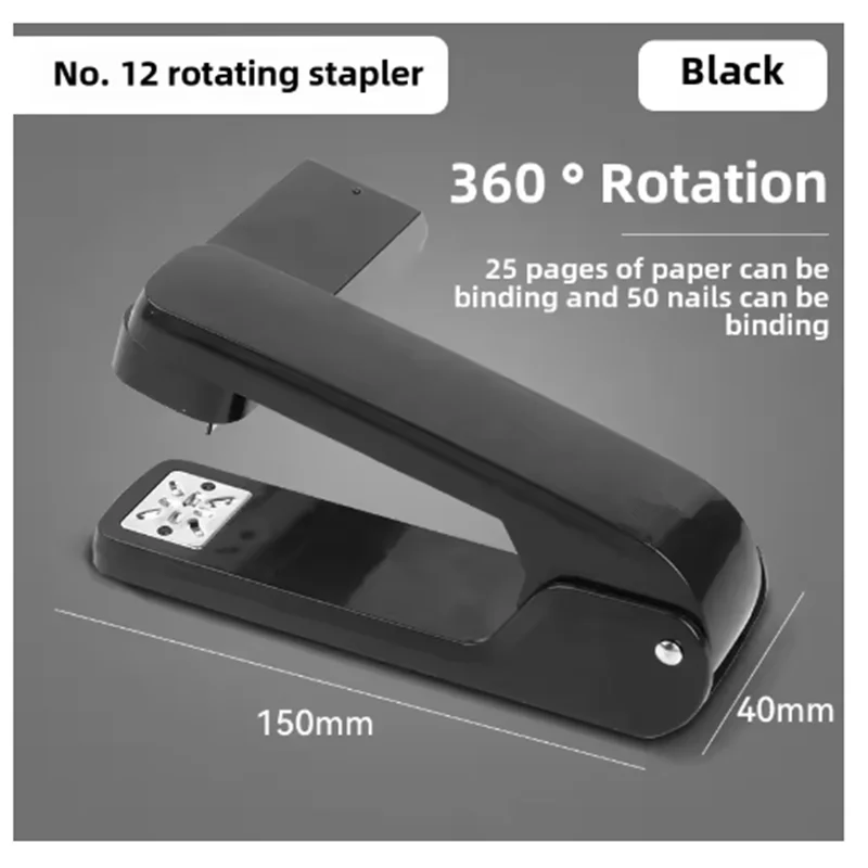 

Swing-Arm Swivel Stapler 25 Sheet Capacity 360 Degree Rotate Desktop Staplers For Booklet Or Book Binding Black