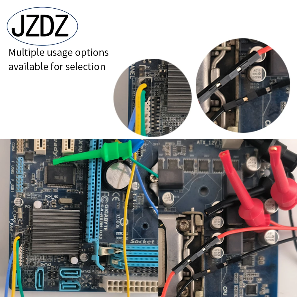JZDZ Test Hook Clips to Breadboard Male Jumper Wires Miękkie elastyczne silikonowe przewody pomiarowe do testów elektrycznych J70108 — zdjęcie 6