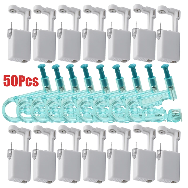 

50Pcs/Set Ear Piercing Gun Kit Disposable Disinfect Safety Earring Piercer Machine Studs Nose CLip Body Jewelry Piercing Tool