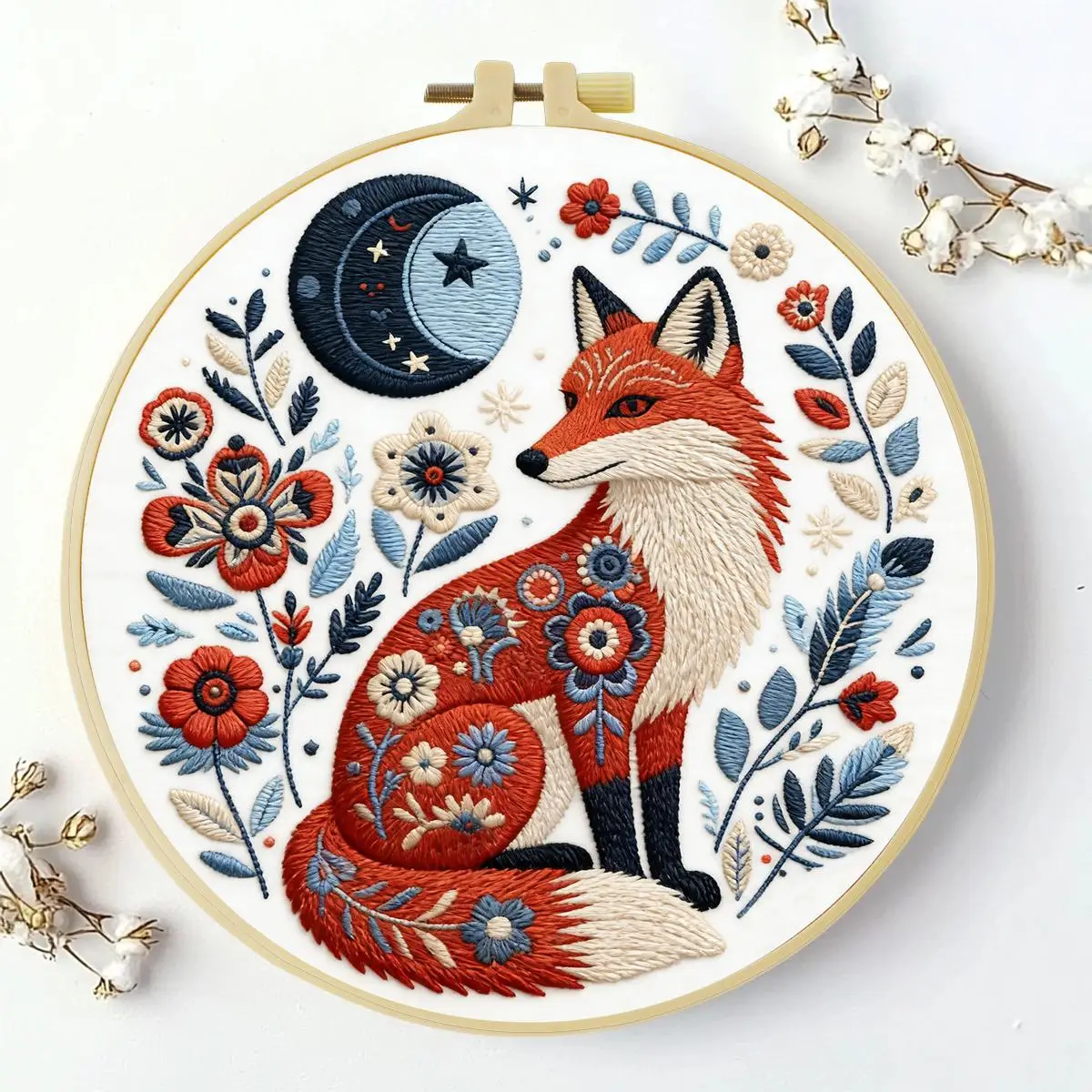 1 Stück 20X20CM/15X15CM 7,87/6,3 Zoll Fuchs-Stickerei-Starter-Kit DIY-Kit DIY-Stickerei-Set Handarbeiten Malerei – Detail 2