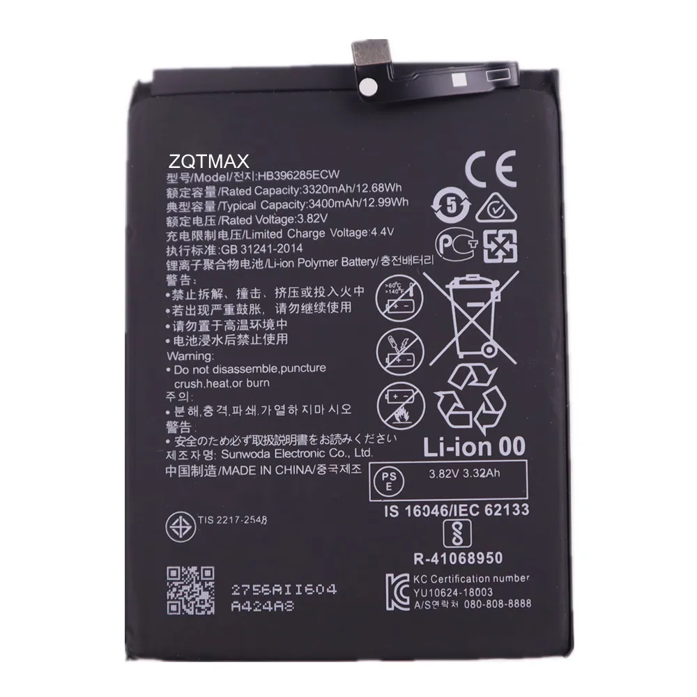 New High Quality 3400mA HB396286ECW Battery For Huawei P Smart Smart+ 2019 2020 POT-LX1T POT-LX3 POT-L23 POT-LX1 POT-L21 POT-LX2