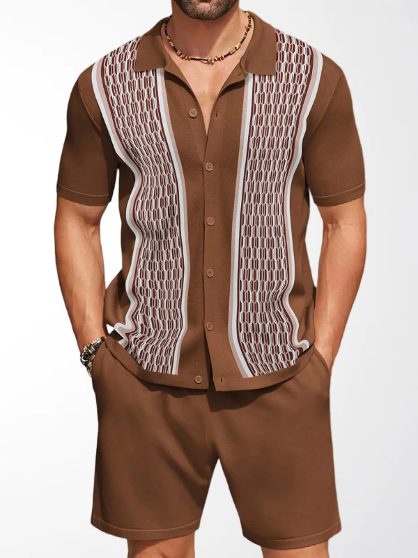 men's-ice-cool-silk-knitted-two-piece-set-casual-irt-ensemble-ort-sve-polyester-fiber-summer-sportswear