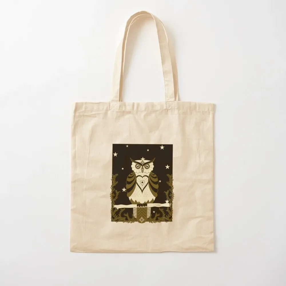 

Gold Owl on Black Background Tote Bag custom canvas bag Gift bag