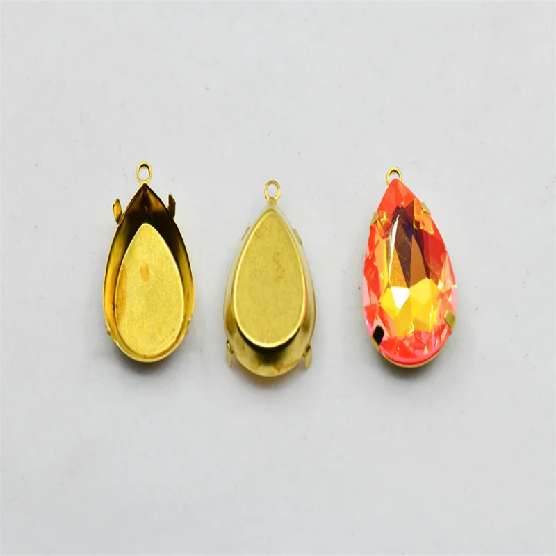 strong brass casing Brass Empty Setting with pendant   for stones Jewellery making normal  Claw   teardrop