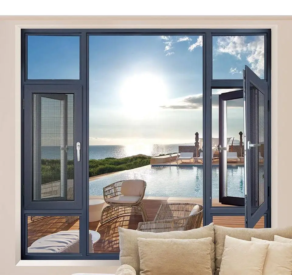 

Modern Design Double Glazed Aluminium Casement Windows Custom Powder Coating Swing Glass Windows Durable Manual Awning Windows