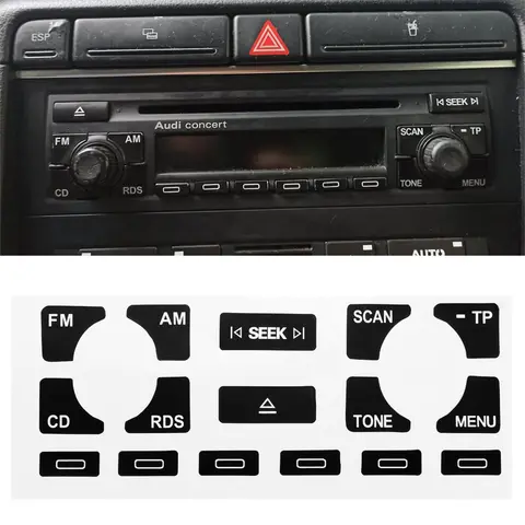 아우디 A4 B6 B7/ A6/ A2 및 A3 8L/P 라디오 스테레오 착용 필링 버튼 수리 데칼 스티커 자동차 장식 자동차 스타일링