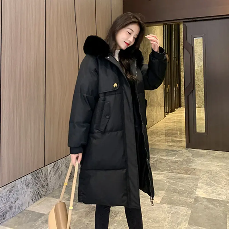 Women's Cotton Coat Mid-length Student Slimming Petite Winter Outerwear Women's Cotton Coat Below The Knee Bread Coat  Parkas