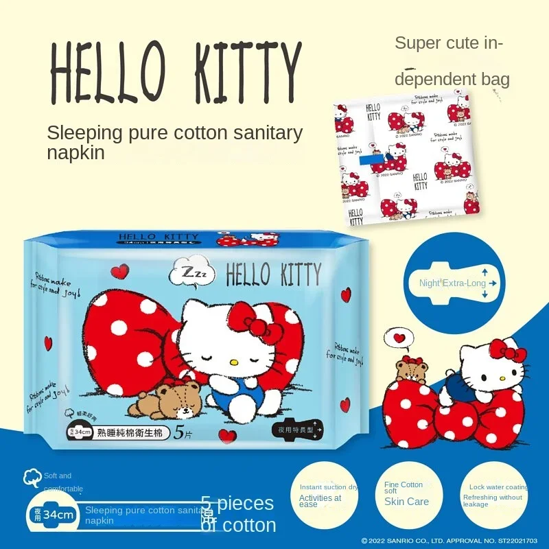 Hello Kitty Cotton Night/day Sanitary Napkin Sanrio Sanitary Napkin Panty Liner Limited Edition Kawaii Close-fitting Gift