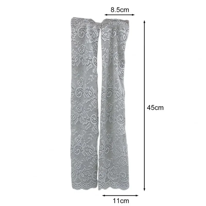 1 Pair Cycling Sun Protection Sleeves Lace Flower Embroidery Solid Color Thin Breathable Mesh Outdoor Driving Ani-UV Arm Covers