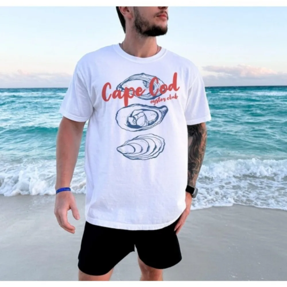 Cape Cod Shirt Oyster Shirt Foodie T-Shirt Seafood Tops Oysters Retro Graphic Tees Coastal Aesthetic Vacation Tee Retro Summer