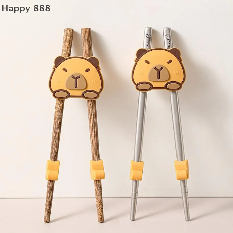 Entrenador de palillos de silicona para niños: conector de capibara lavable para principiantes, uso doméstico