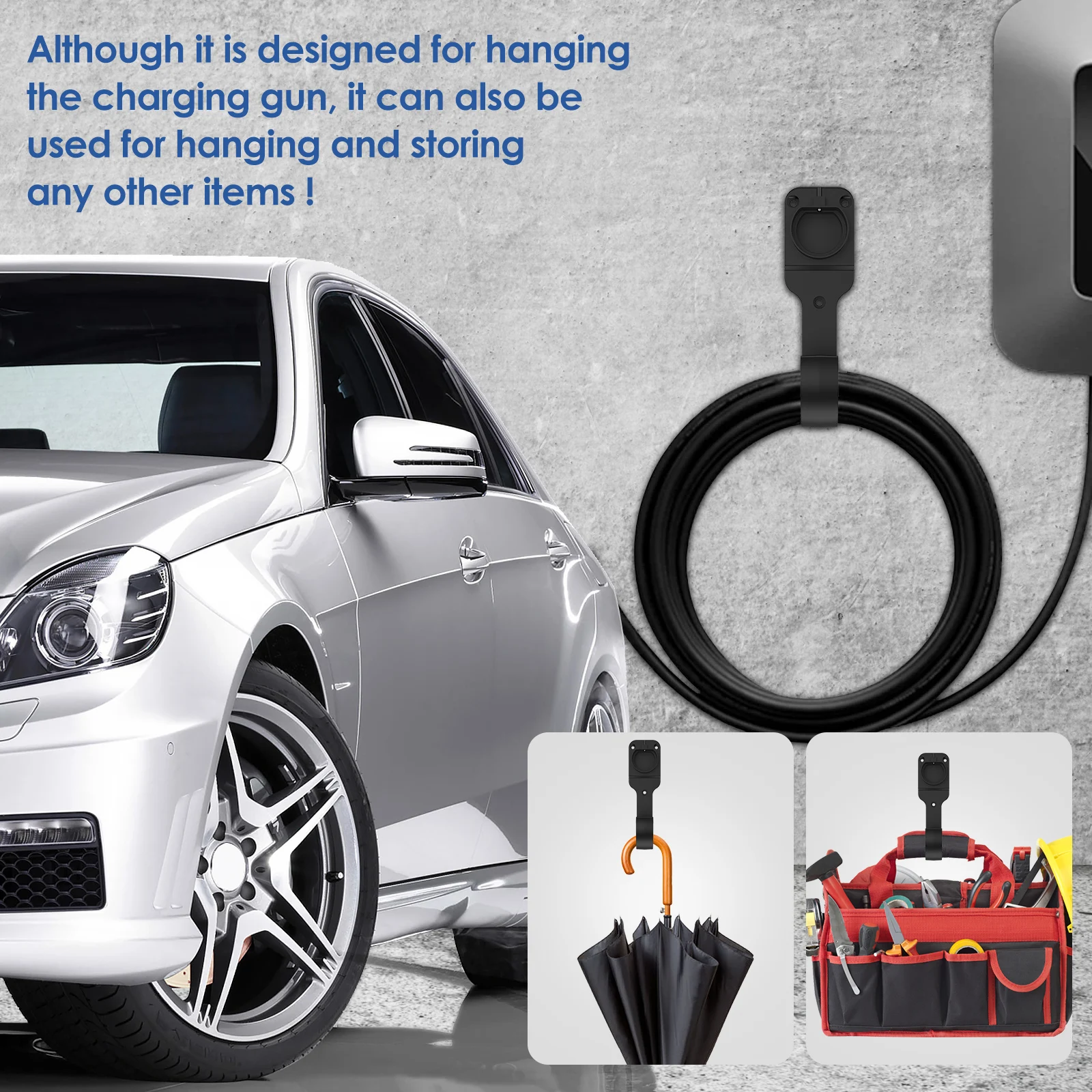 Electric Car Charger Cable Holder Base with Hook Type 2 Charging Cable Charging Plug Extra Protection Bracket Strong and Durable