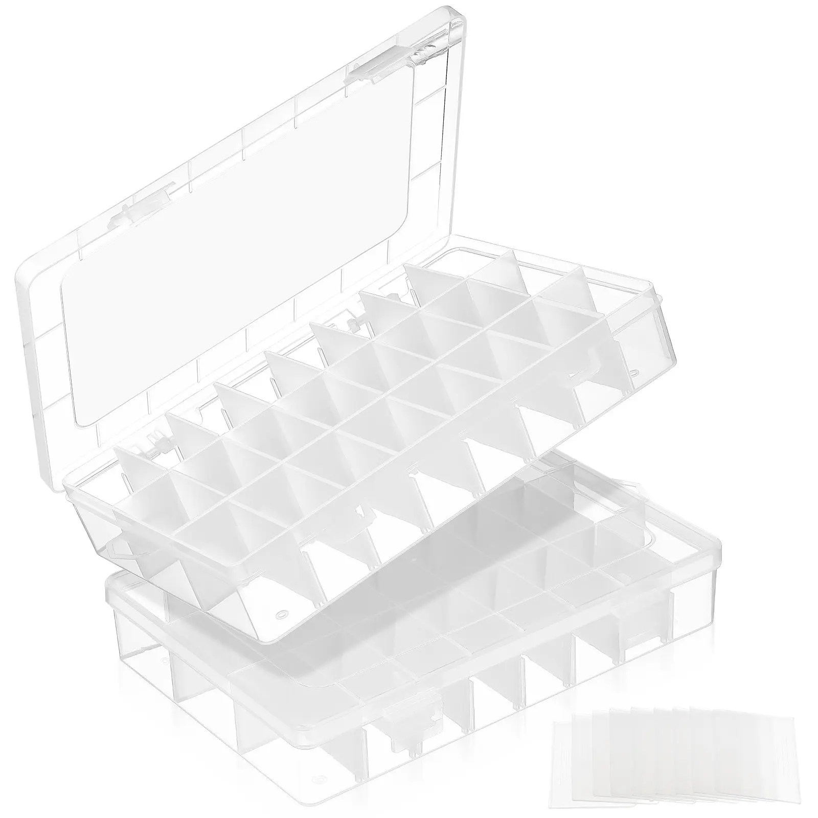 

2Pcs Plastic Multi grid Bead Storage Boxes Clear Compartment Jewelry ganizer for Earrings Bracelets Rings NailArt Case Travel