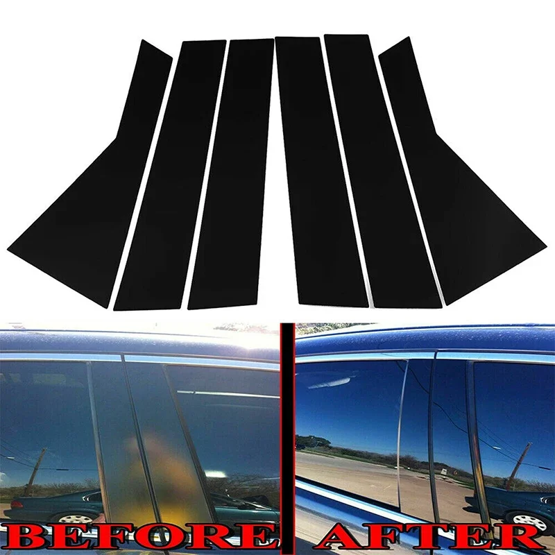 6Pcs Car Window Pillar Posts Door Glossy Black Trim Decal Cover for Dodge Journey 2009-2018 2019 2020 Accessories Parts دوج