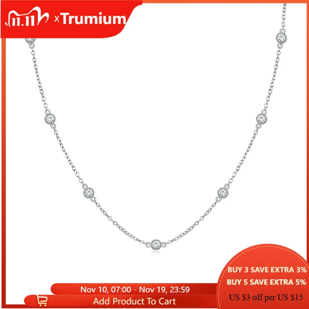 

Trumium 925 Sterling Silver Station Necklaces for Women 5A Zirconia Stackable Necklace Gifts Extenders with Lobster Clasp