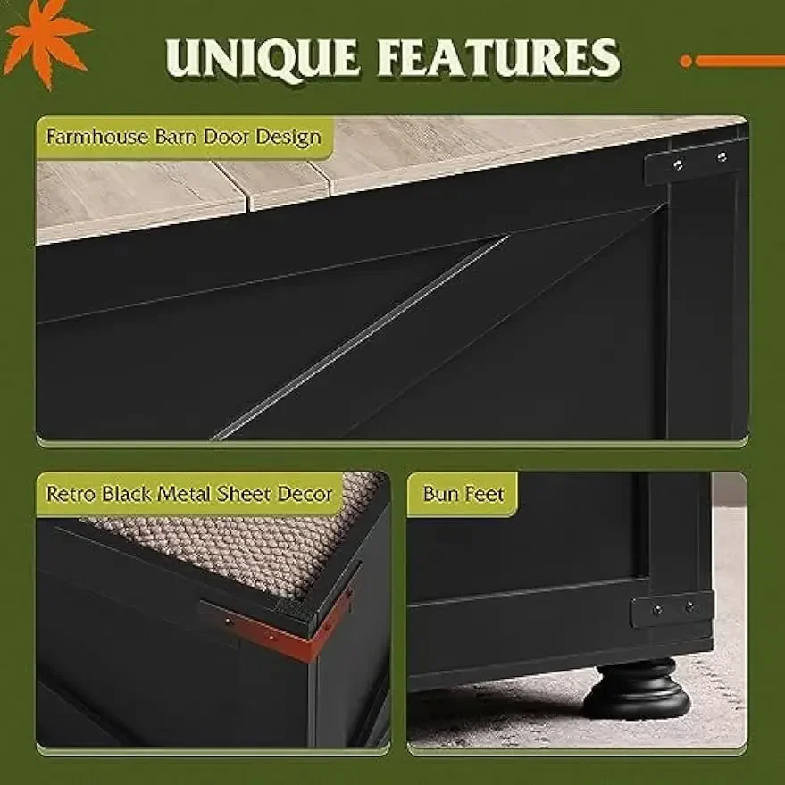 Farmhouse Lift Top Coffee Table, 31.5" Square Center Table with Hidden Storage Compartment for Living, Bedroom, Black