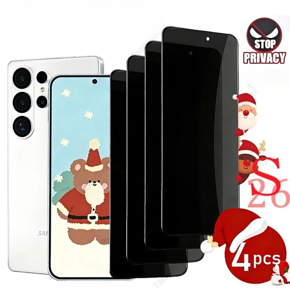 

Защитная пленка на весь экран (4 шт.) для Samsung Galaxy S26 S25 S24 Ultra S23 S22 S21 Plus S24 S25 FE, антишпионская, из закаленного стекла, с защитой от царапин