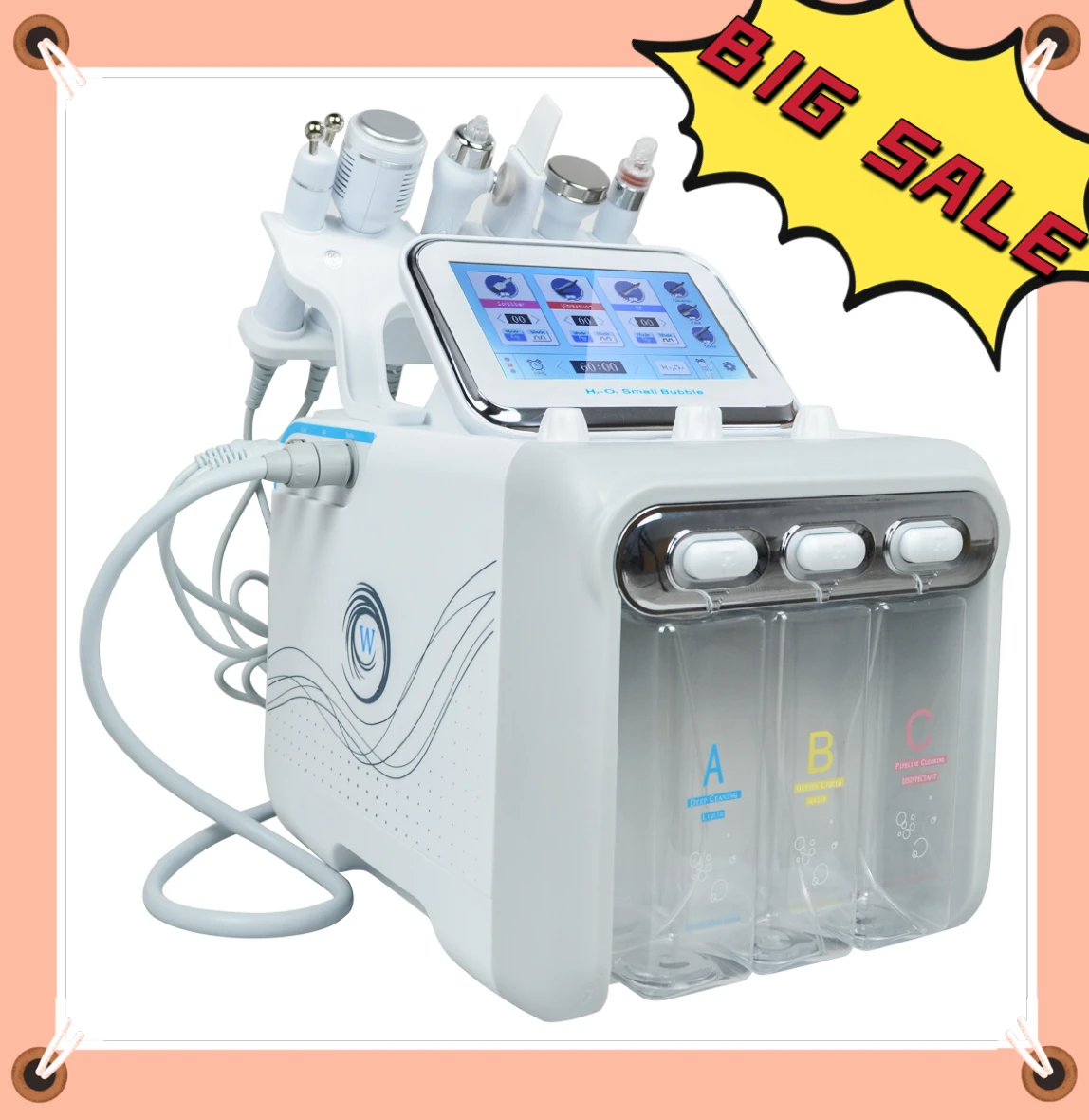 6 in 1 Macchina per Trattamenti Viso con Idrodermabrasione, Idrogeno e Ossigeno, Pulizia del Viso, Rimozione dei Punti Neri, Scrubber RF per la Pelle, Dispositivi per la Cura del Viso Aqua, Spedizione