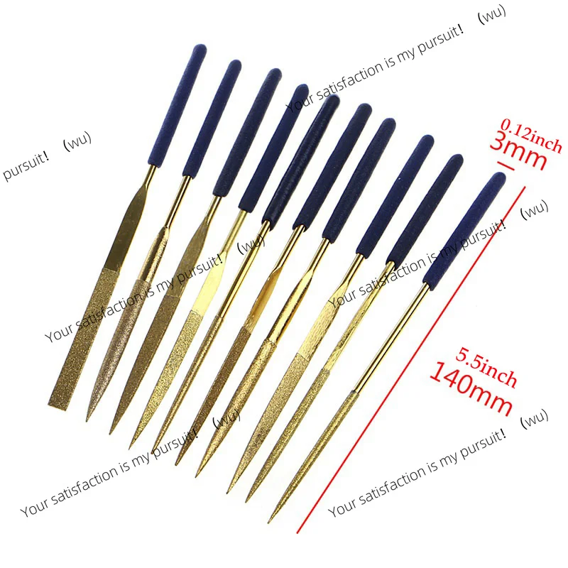 10Pcs Mini Files Titanium Diamond Coating Needle Flat File Set Metal Working Craft Tools