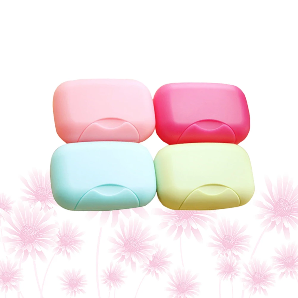 

4pcs Waterproof Box Leakproof Design Easy Clean Soap Storage Rack For Travel Gym Outdoor Use Soap Dish Holder