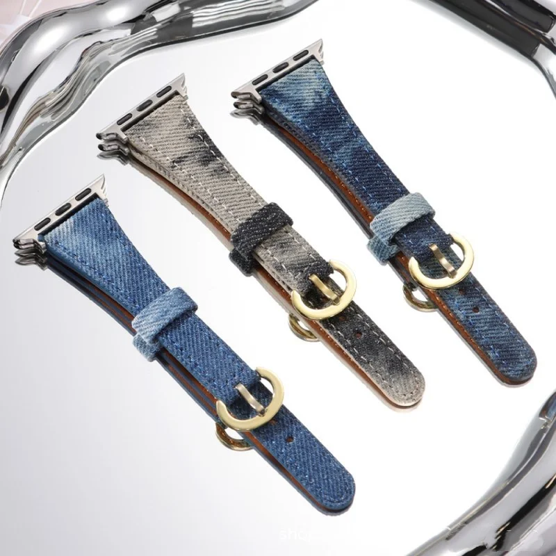 

Denim Tie-Dyed Canvas Watch Strap for Apple Watch Ultra 2 Band S10 46mm 42mm 45mm 40mm 41mm 44mm Nylon Strap for iWatch Series 9