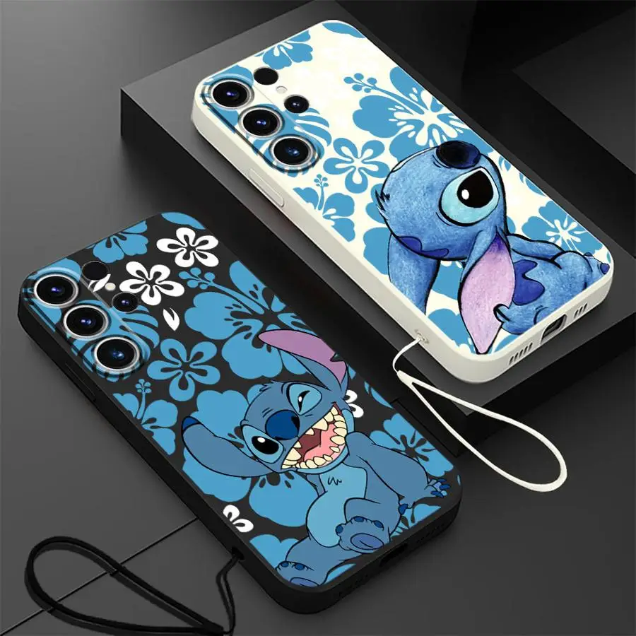 حافظة لهاتف سامسونج جالاكسي S23 S21 Plus S24 FE S22 Ultra S20 S25 Edge Note 20 10 Ultra Soft Cover Disney Stitch Cute