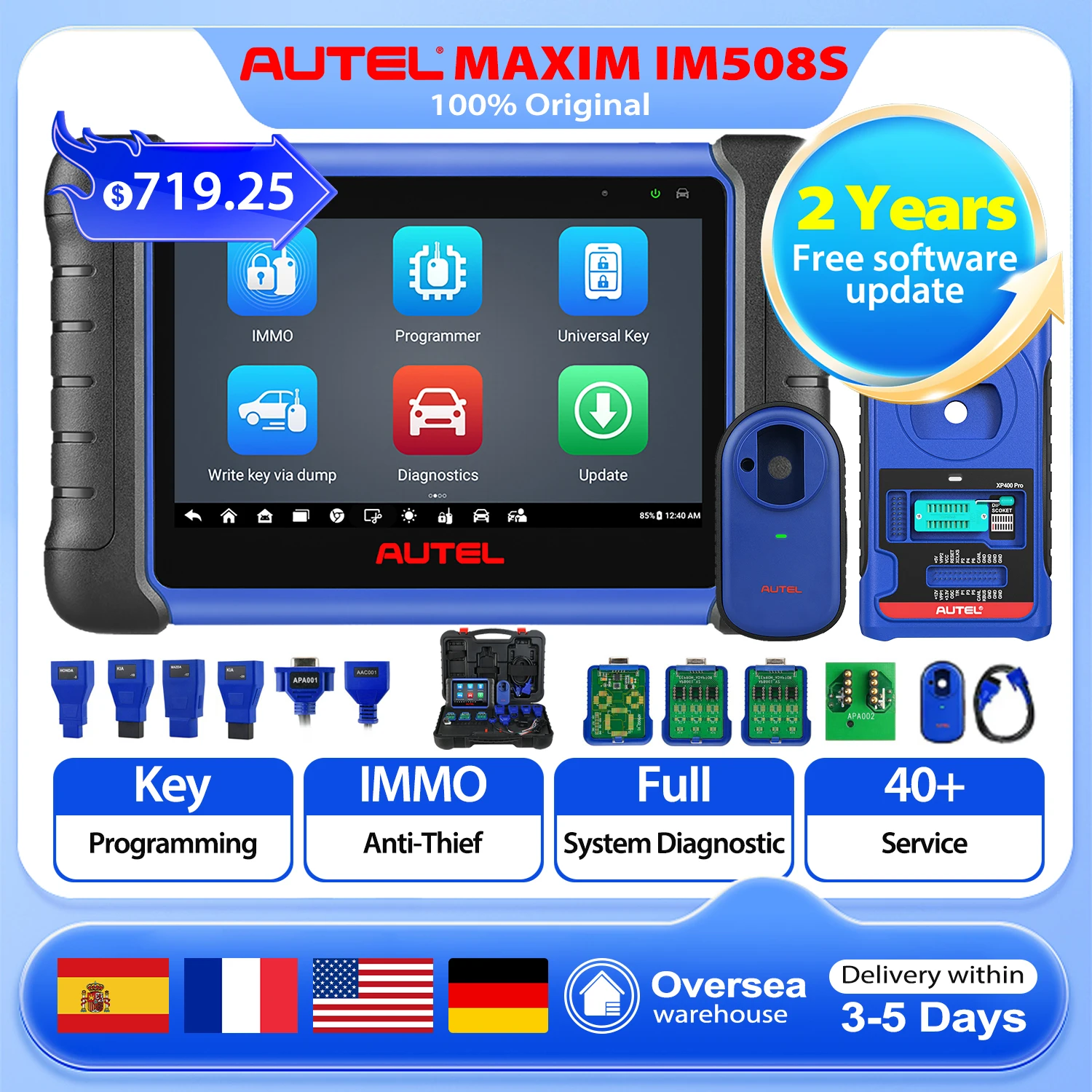 

Autel MaxiIM IM508S Key Programmer OBD2 Scanner with XP400 PRO Auto Diagnostic All Systems Diagnostic 2 Years Free Update