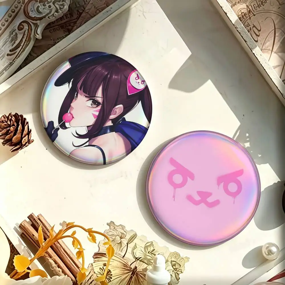 Pop Game Overwatch D.Va Enamel Pin Tinplate Round Brooch Cosplay Nijigen Otaku Culture Badge 25mm 32mm 44mm 58mm
