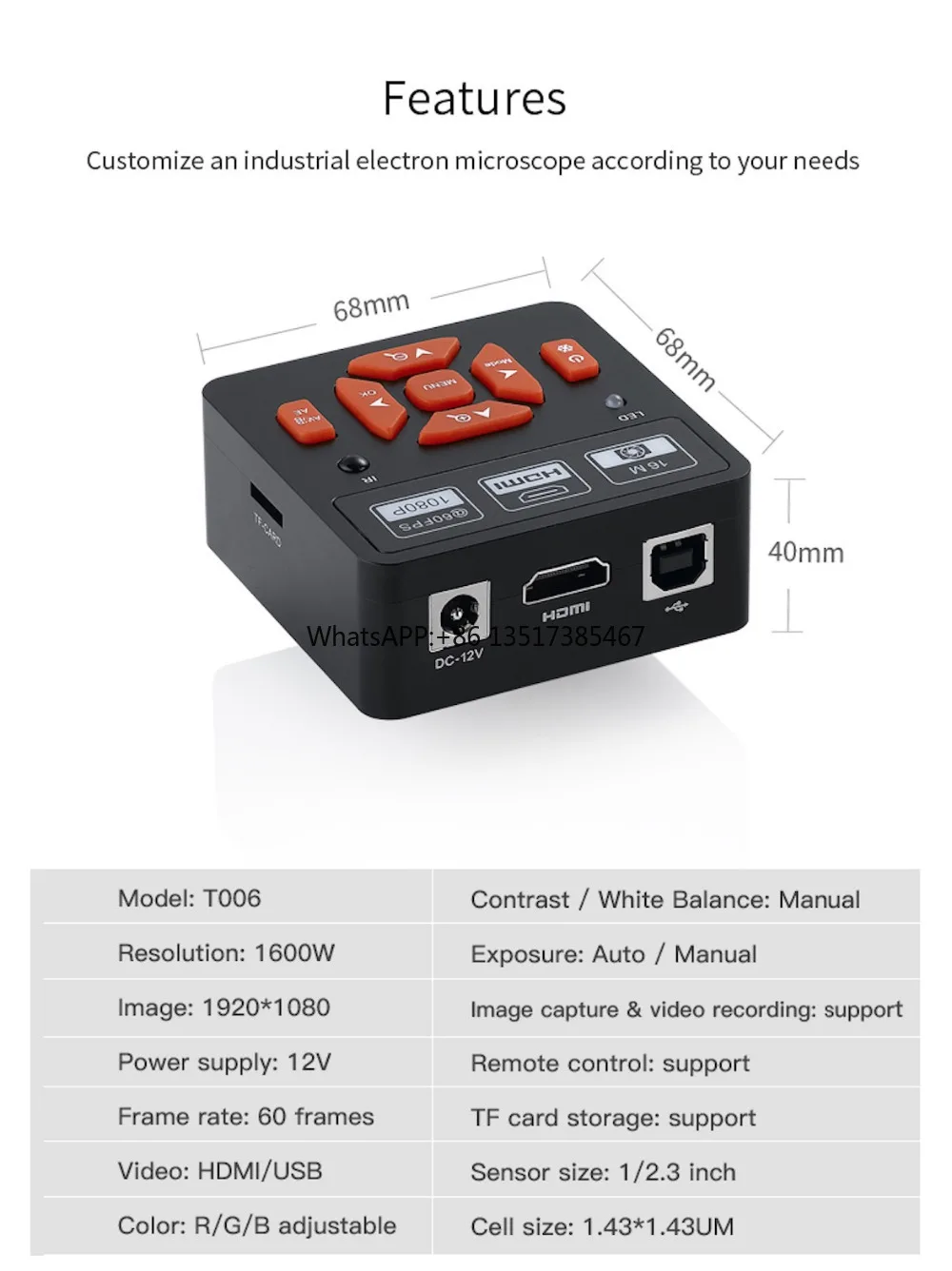 C Mount 16MP 135X 60 Fps Digital Industrial Video Camera hdmi Microscope for hdmi Monitor